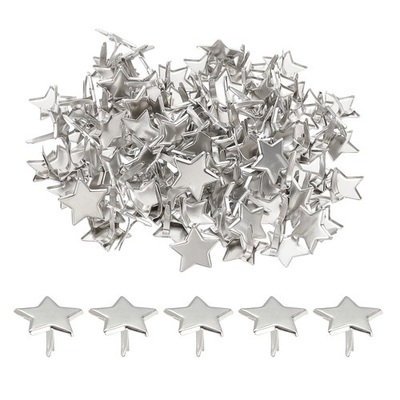#ad #ad 100 x Brads Paper Fasteners Mini Metal Star Fastener Silver Tone 0.6quot;x0.4quot; $17.04