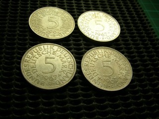 4 x 5 DM Silbermünze Silberadler Heiermann 1967 DFGJ