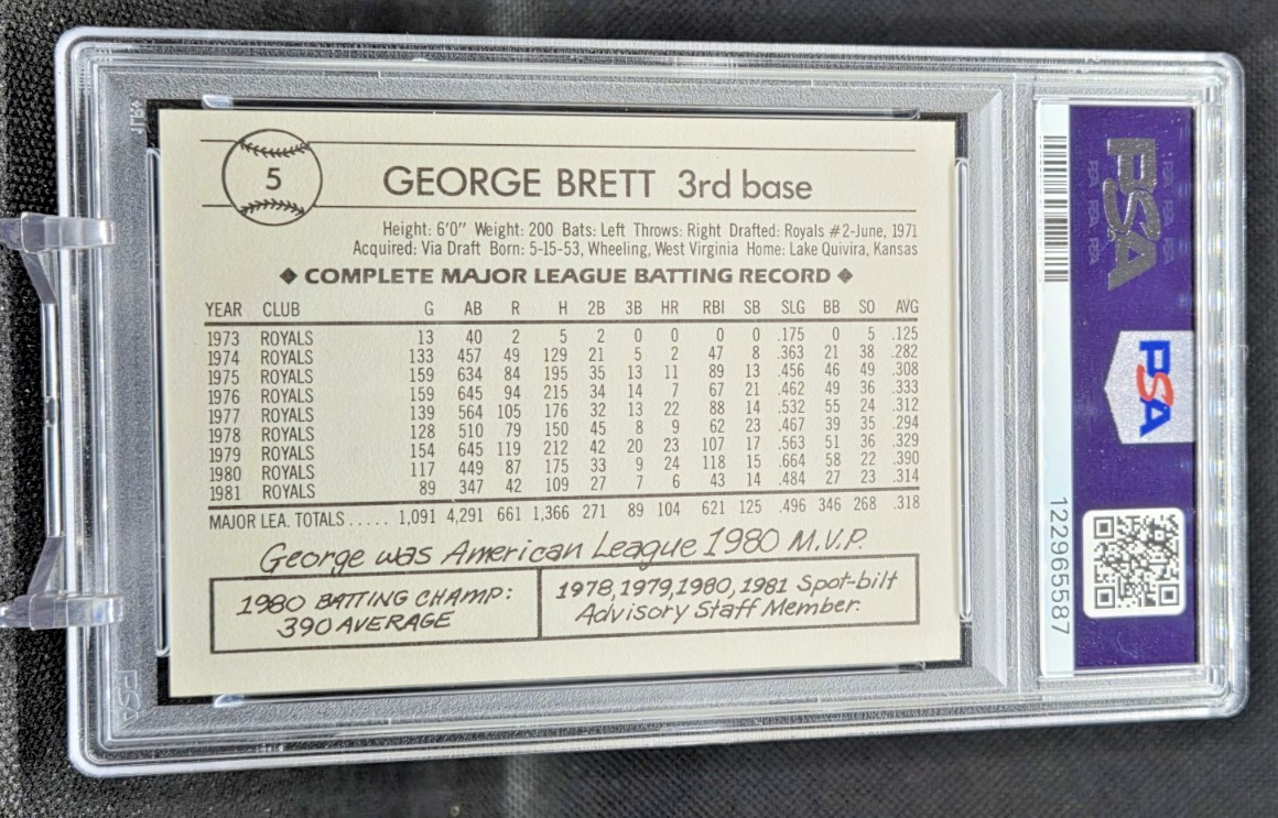 1982 Spot-Bilt #5 George Brett Royals PSA NM-MT+ 8.5 (PC198)