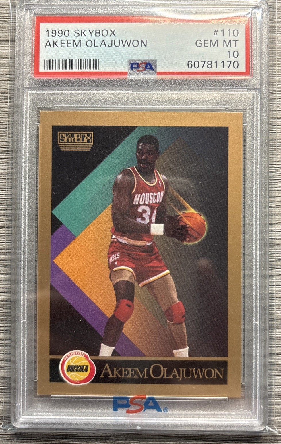 1990 SKYBOX AKEEM OLAJUWON #110 HOUSTON ROCKETS PSA 10 GEM MINT