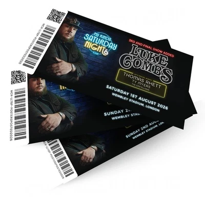 LIQUID_GRAPHICS Luke Combs Ticket My Kinda Saturday Night 2026 Mock Ticket Surprise Gift Reveal
