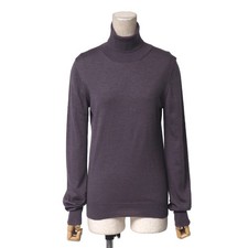 HERMES sweater Size SM Cashmere x Silk Turtleneck Long-Sleeve Knit Made in I...