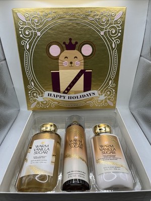 Bath & Body Works Warm Vanilla Sugar Lotion Mist Wash Set Full Size S/3 #9319
