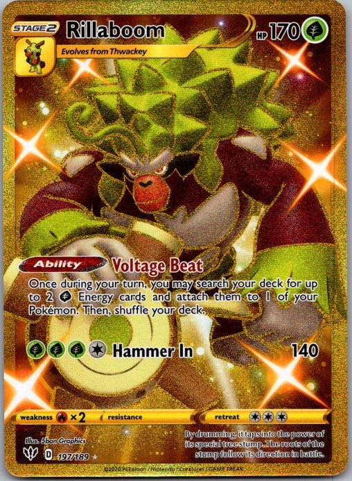 Rillaboom 197/189 Secret Rare Darkness Ablaze Pokemon Holo Near Mint