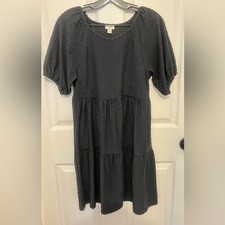 J. CREW Women’s Black Clip Dot Puff Sleeve Tiered Dress Size XS