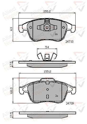 Brake Pad Set For Disc Front Fits Renault Clio Laguna ALLIED NIPPON ADB02001