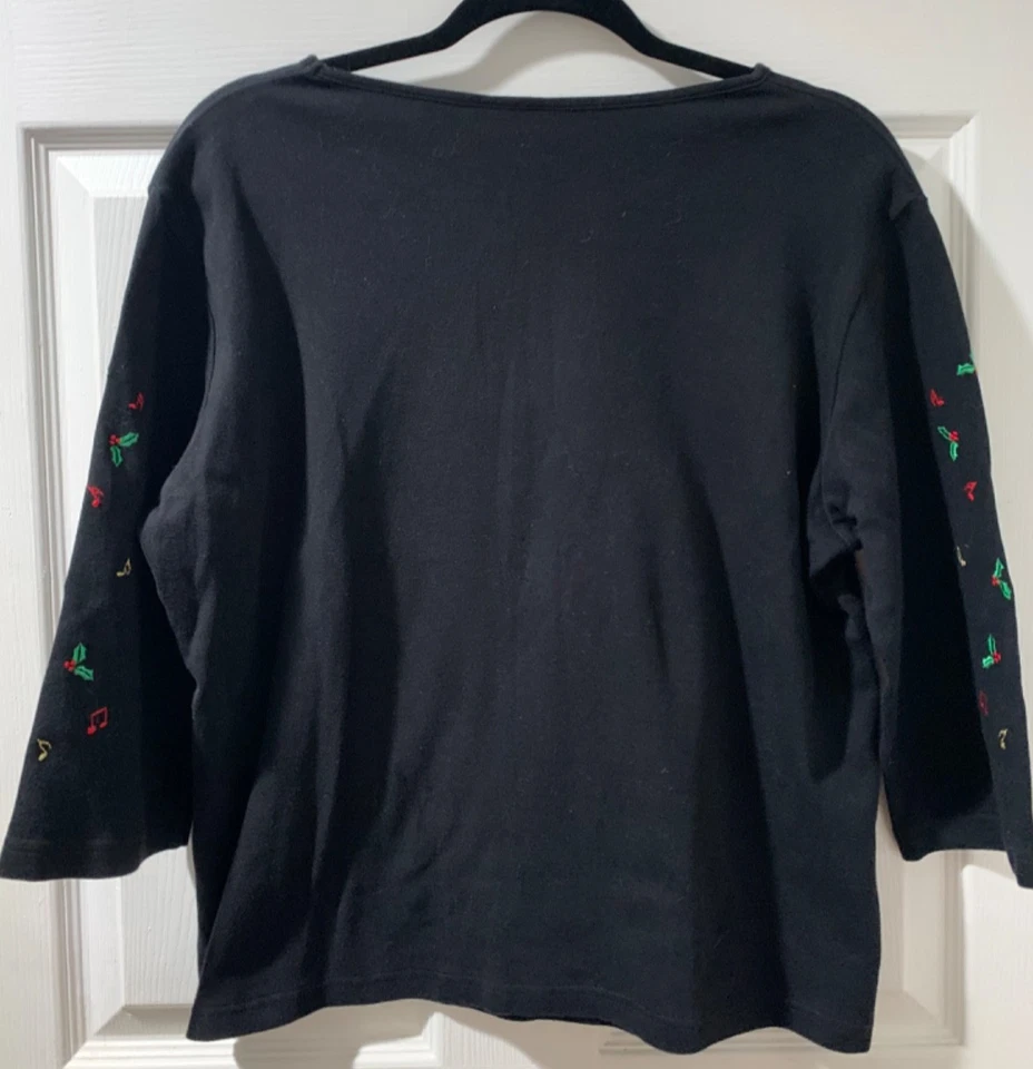 Lote de 3 tops navideños de algodón Allyson Whitmore con diferentes apliques para mujer L Foto 3 de 4