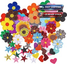 72 Pcs Embroidered Iron On Patches for Clothing, Butterfly Flower Iron On Patche