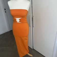 BNwT Zara Orange Cut Out Strapless Dress with ruched bodice Size small