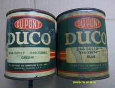 1940s 50s Dupont Duco Pint Paint Cans Cream Blue Empty Chrysler