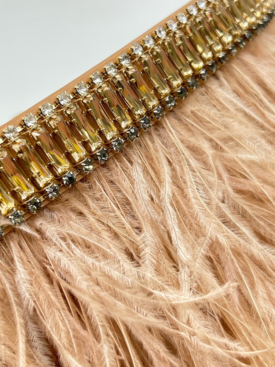 BCBGMAXAZRIA Ostrich Feather Rhinestones Statement OSFM  display picture 1