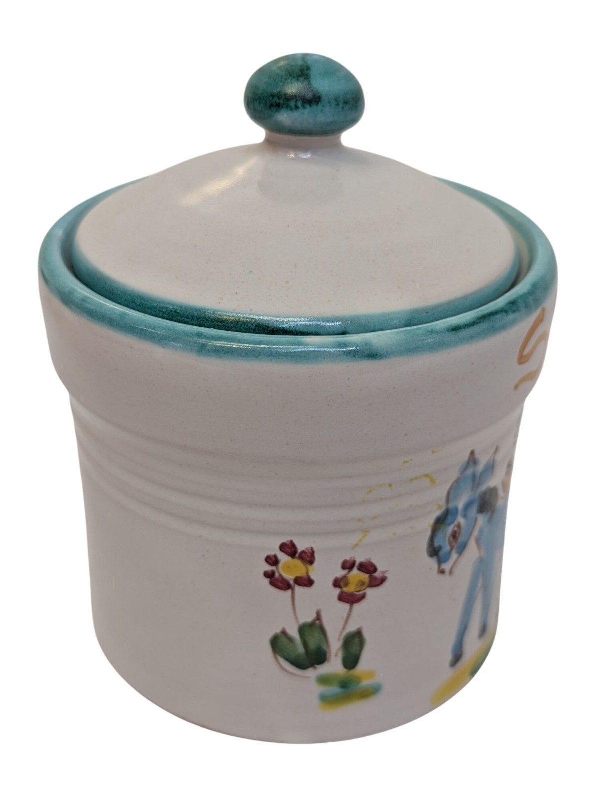 Vietri Giovanni Italian Pottery Jar with Lid Donkey Hand Painted Signed Spezie