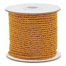 36 Yards 3-Ply Twisted Cord 3mm Orange Gold Round Braided Rope Metallic Threa...