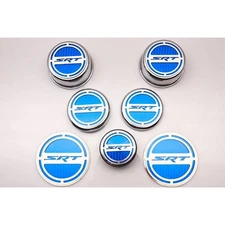 Chrome Cap Covers w/Black Solid Vinyl 'SRT' Inlay for 2008-2019 Challenger 6.1L