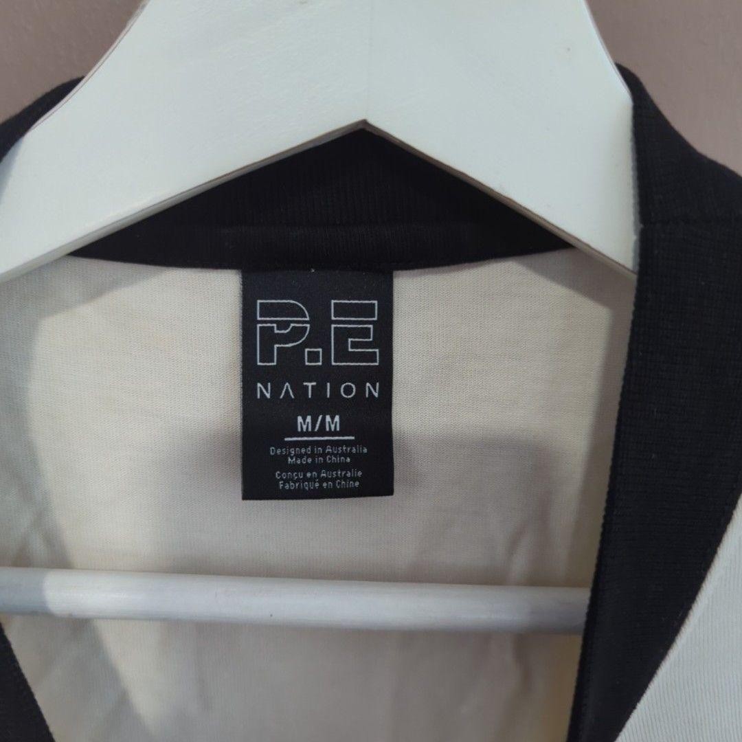 P.E Nation Shirt Womens M White Black Ringer Colourblock Logo Tee Top Casual image 3