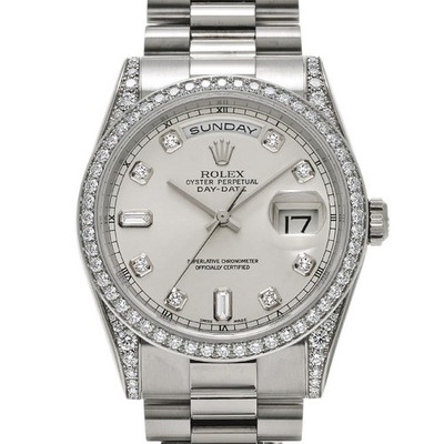 ROLEX Day-Date 36 118389A Silver/diamond WATCH 736237