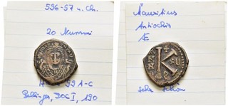 FITZ MAURICE TIBERIUS AE HALF FOLLIS ANTIOCH BYZANTINE COIN 20mm5 02g±QQQ1356
