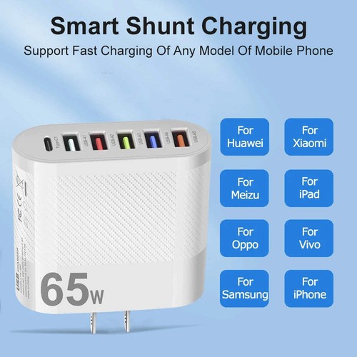 3.1A 5Ports USB Ladegerät PD Ladeadapter für Xiaomi iPhone 13 Samsung Handy - Bild 15 von 30