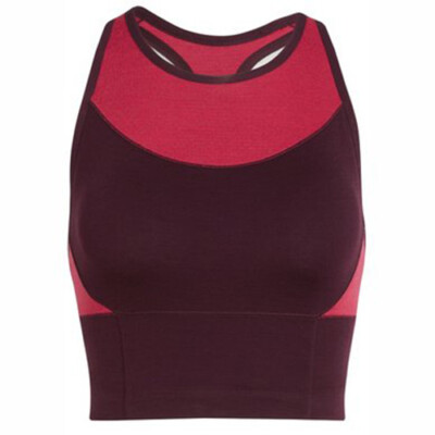 Icebreaker Women Cool Lite Meld Zone Long Sports Bra (S) Velvet / Prism 