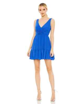 Mac Duggal Royal Blue Ruffle Tiered Sleeveless Mini dress Size 0 $278 | eBay