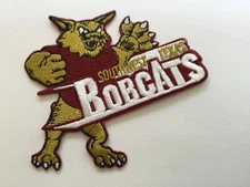 SOUTHWEST TEXAS STATE BOBCATS vintage iron on embroidered patch 3” X 3”