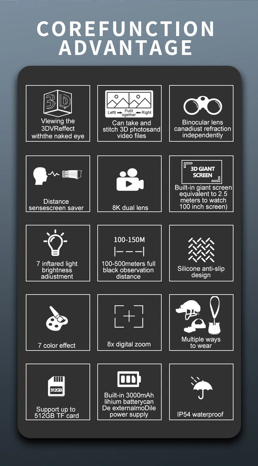 3D VR Night Vision Goggles Digital Night Vision Binoculars for Outdoor Camping - Image 3 of 4