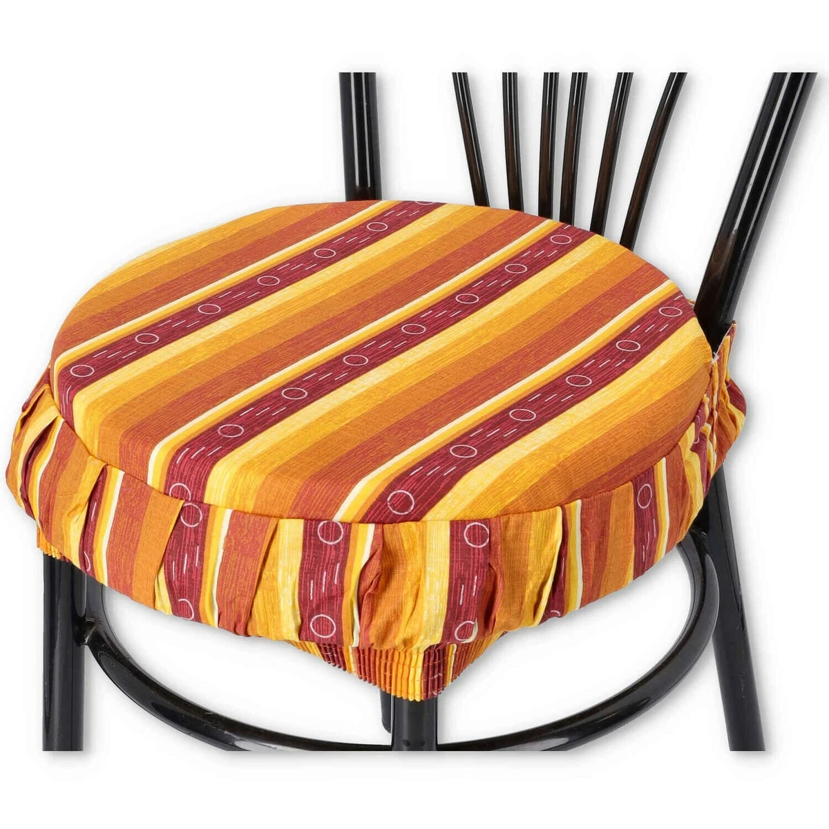 Set di cuscini rotondi antiscivolo per sedia, nero, 30 x 30 cm, con lacci elastici, ganci, per sala da pranzo, bistrot, sedie da ufficio (4 confezioni