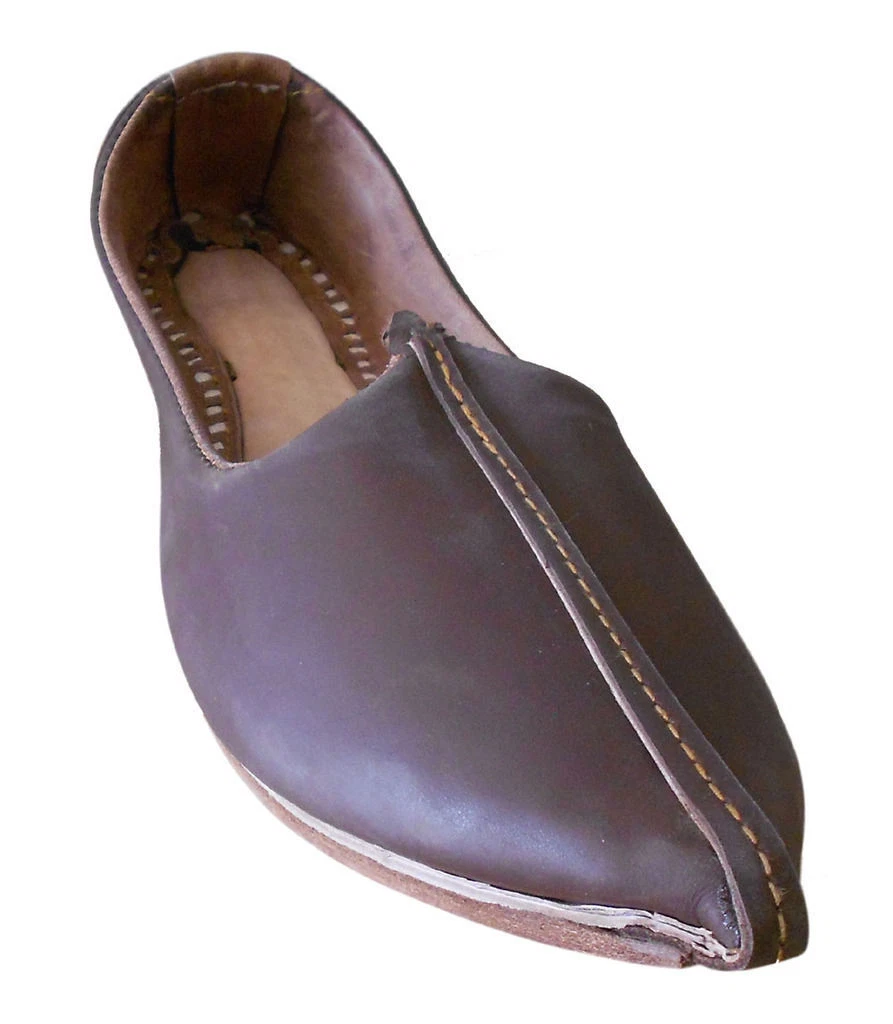 Men's Jutti Leather Brown Mojari Khussa Unique Handmade India Punjabi US Style