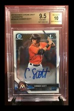 1-2018 BOWMAN CHROME DRAFT AUTO CONNOR SCOTT PIRATES CARD#CDA-CSC BGS9.5/10 103