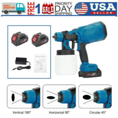 High Pressure Cordless Paint Sprayer Electric Airless HVLP Spray Gun w/2 Battery