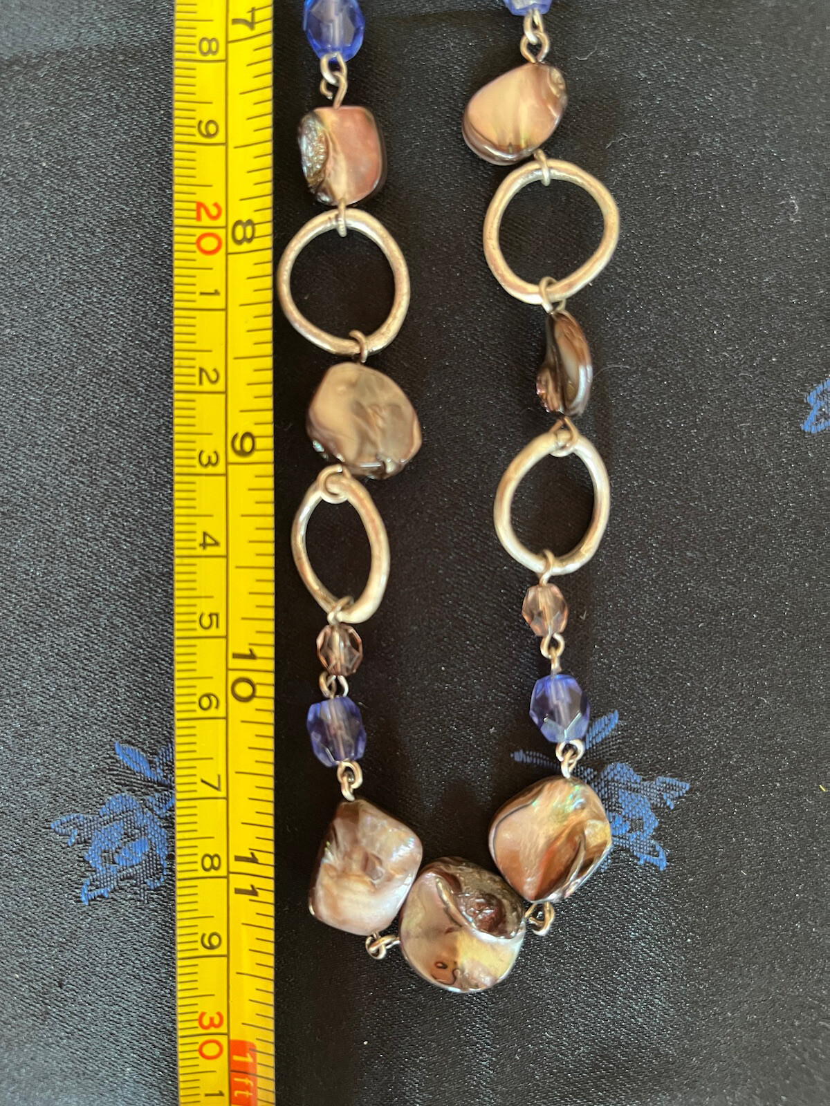 Lia Sofia Abalone shell Necklace w/ beautiful blu… - image 7