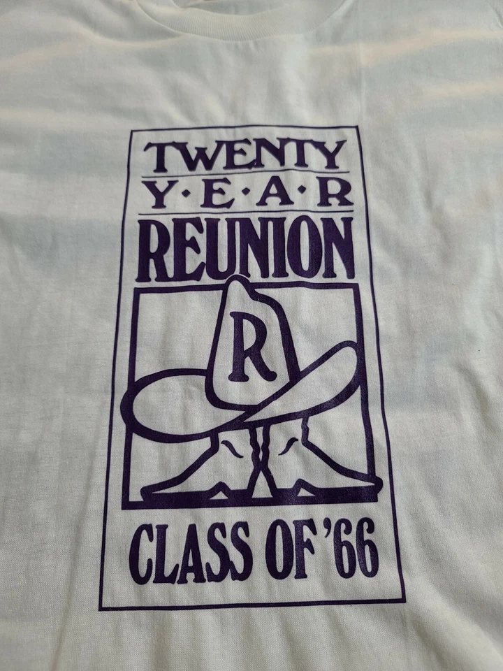 Camisa ponto único vintage 86 Jerzees by Russell tamanho M 20 anos classe reunião de 66 - Imagem 4 de 4