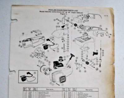 Lalala7788です。 Vintage 1978 Poulan Parts List - MICRO XXV/CVA (12