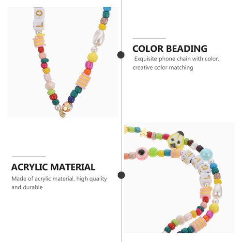 Alphabet Glass Hanging Rope Phone Decoration Acrylic Beads Lanyard - Zdjęcie 6 z 12