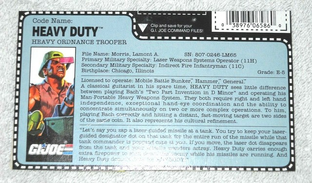1991 Heavy Duty - GI Joe file card (vintage) | eBay