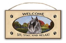 Wood Welcome Sign - Schnauzer Cropped 