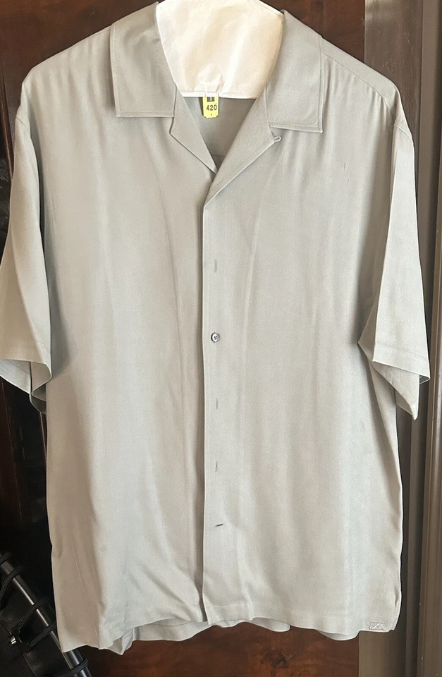 Cutter & Buck Mens Light Greenish Brown Silk Shirt Preowned Size XL Silk Shirts - Image 4 of 4