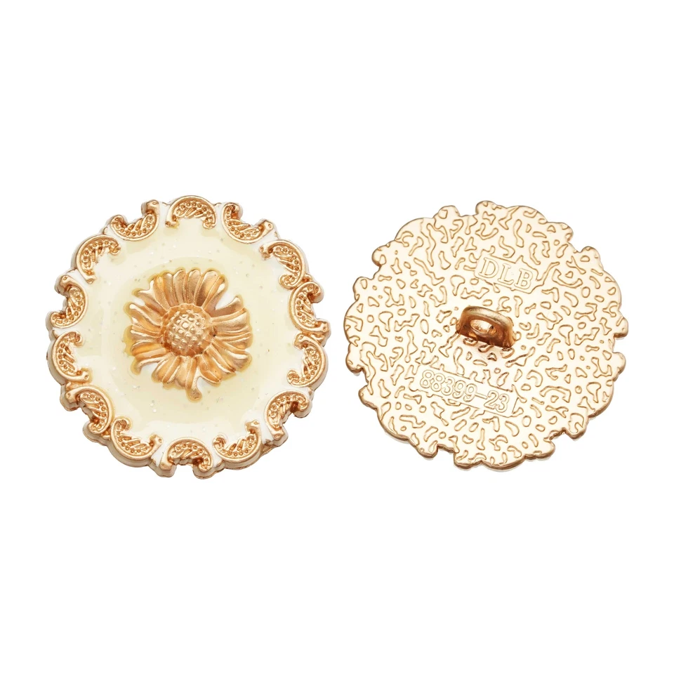 5pcs Vintage Flower Button, Dual Colors, Suitable for Clothing & DIY Decoration - Image 2 of 3