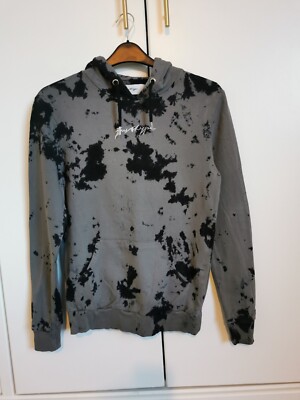 Just Hype Mens Grey Black Tie Dye Acid Wash Hoodie Size XXS