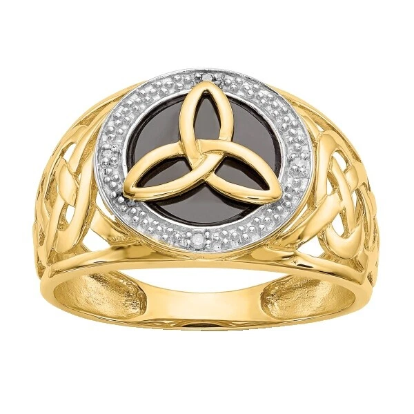 Anillos de oro amarillo piedra negra para hombres