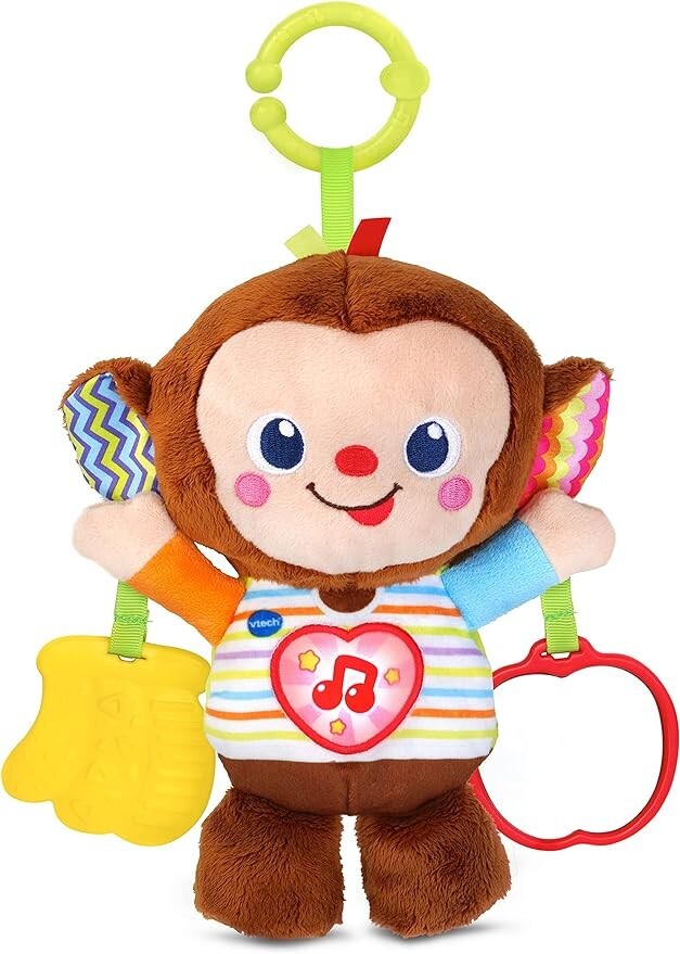 VTech Swing Sing Monkey, Cute Pram Toy with Lights, Music and Colours,  Cuddly