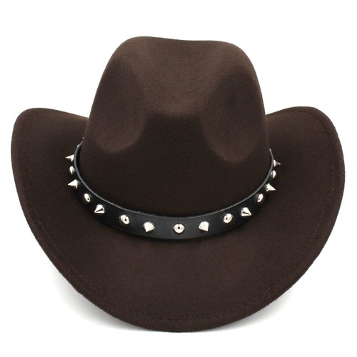 Western Cowboy Hat Wide Brim Cowgirl Cap with Rivets Leather Belt for Women&Men - Picture 13 of 28