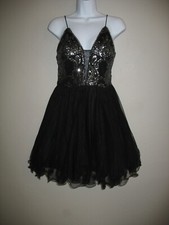 New Blondie Nites Midi Dress 3 Juniors Black Cocktail Party Sequins Homecoming