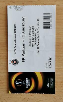 Eintrittskarte - FK Partizan Belgrad - FC Augsburg - 2015/16
