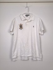 MENS RALPH LAUREN S/S POLO SHIRT WHITE SZ XL crest spellout mens 2 collared
