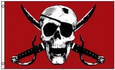 Crimson Pirate Flag Skull and Swords LARGE 4 x 6 Foot Mutiny Outdoor 4x6 Ft 100D
