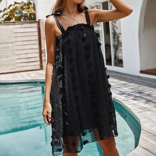Womens Summer Sleeveless Fashion Ruffle Beach Long Robe Dress - Bild 15 von 32