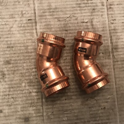 lot of 2 Viega  Streamline PRS PF 03055, 1-1/2'' PRESS X PRESS COPPER 45° ELBOW