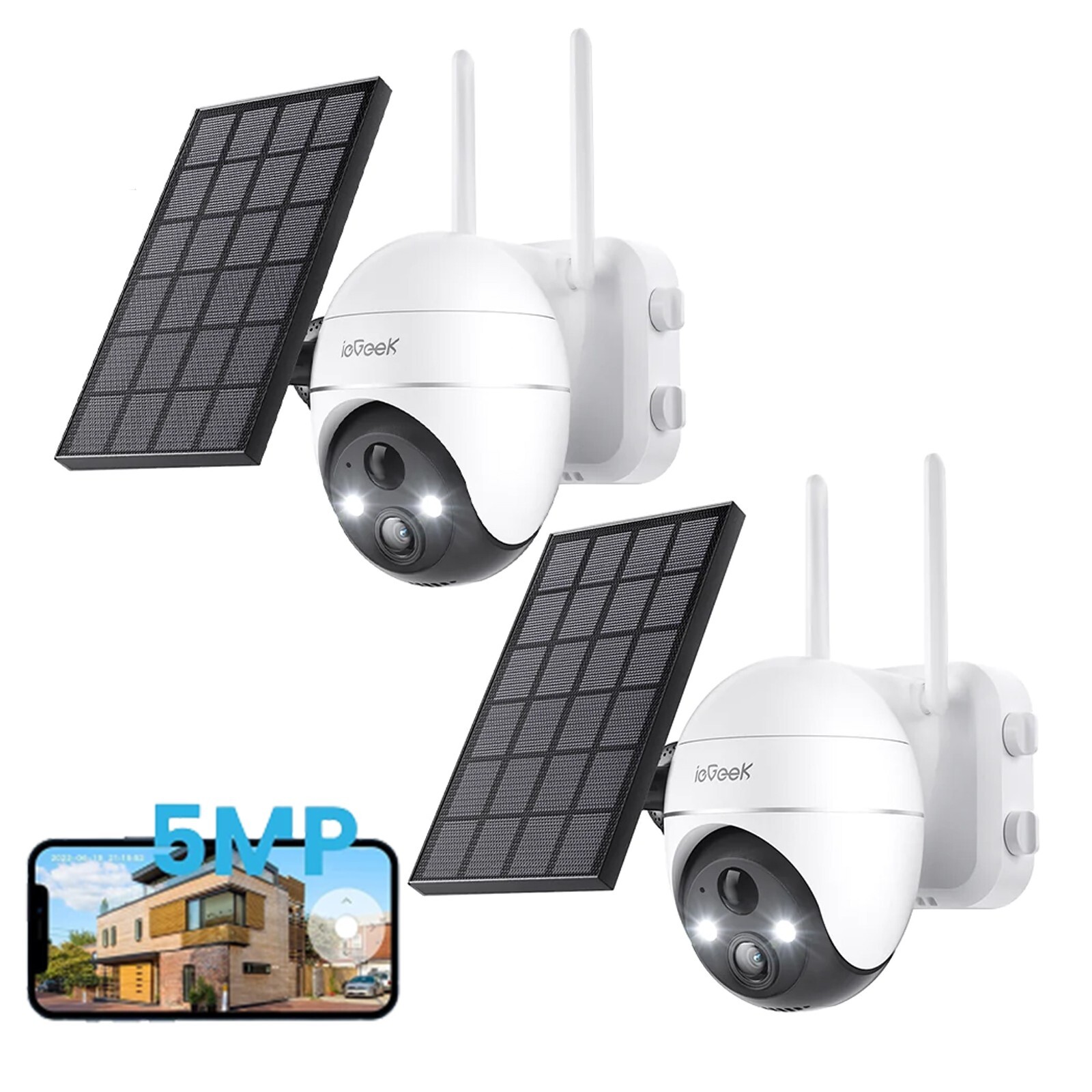 ieGeek Outdoor 5MP Wireless Security Cameras 360° Home WiFi Battery CCTV IR Cam