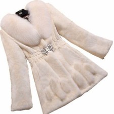 Ladies Thick Plush Faux Fur Outerwear Midi Coat Jacket Furry Wedding Warm Chic